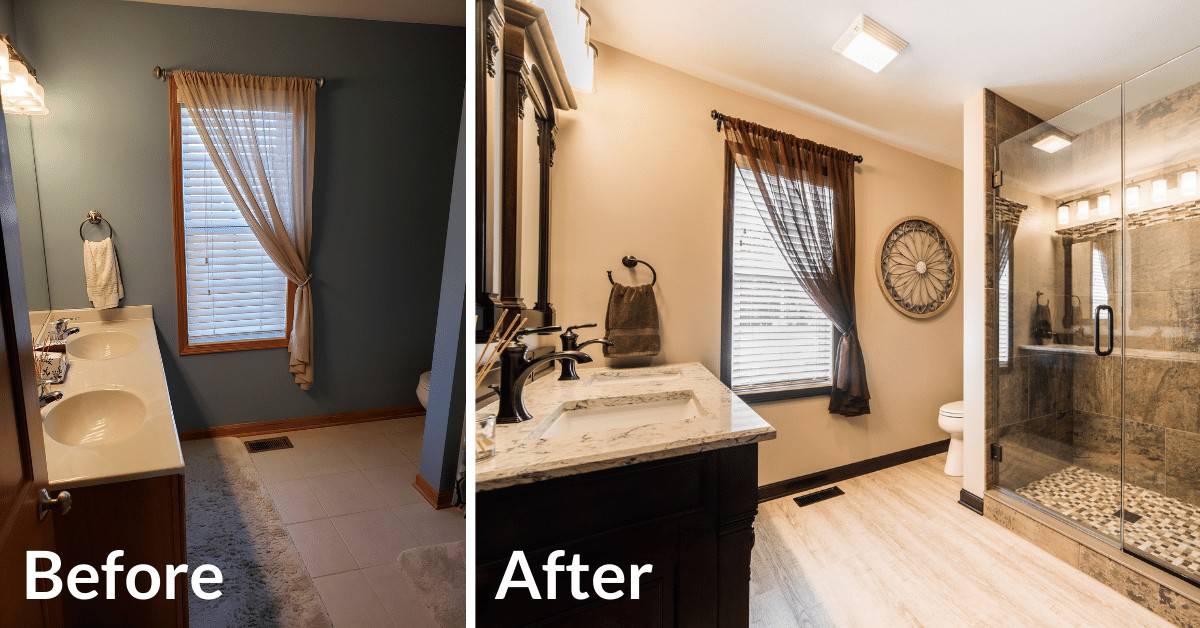 Before and After bathroom remodel by Spears Design Build Group.
