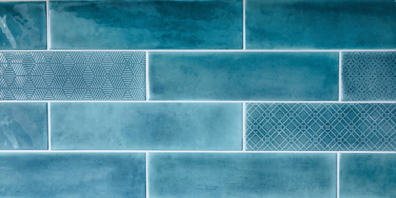 Close-up of turquoise subway tile. Colorful Backsplashes for your Kane County, IL remodel