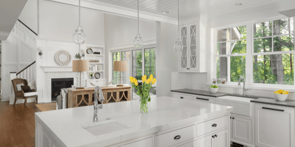 Create an open concept layout with a kitchen remodel.