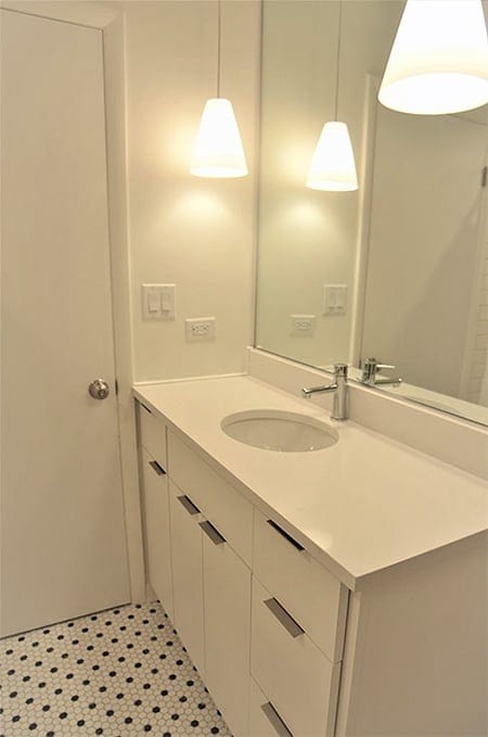 Sleek and modern white bathroom sink and vanity