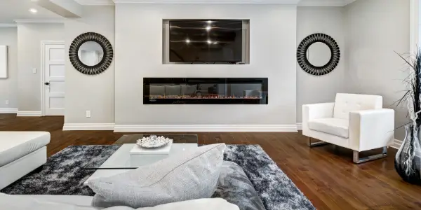 Finished basement remodel featuring a family room.