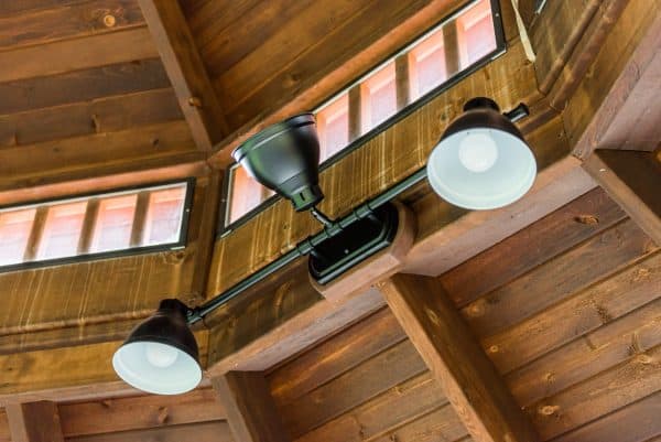 Close-up of lighting in a gazebo remodel by Spears Design Build Group