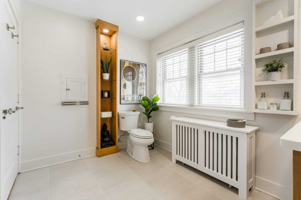 full bathroom view with windows