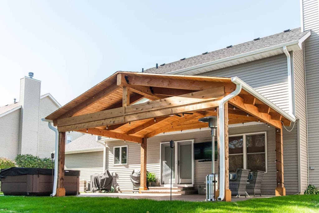 large patio with cover