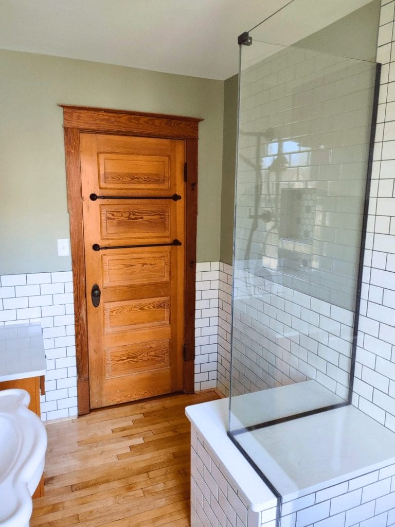 bathroom door and shower