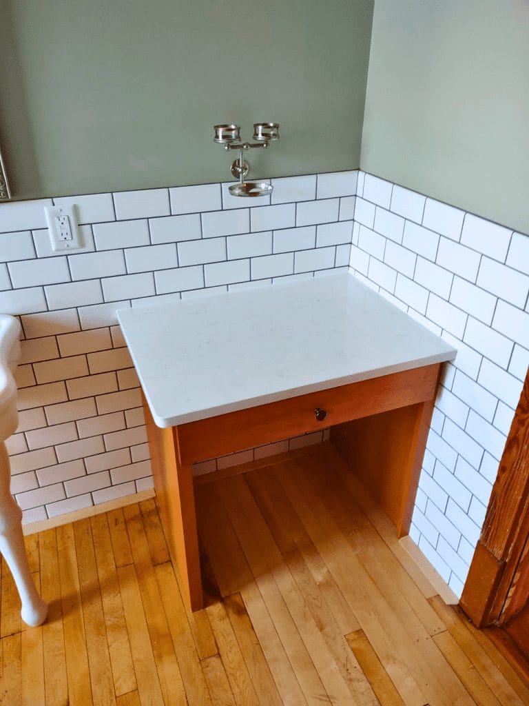 1930's bungalow bathroom remodel counter top