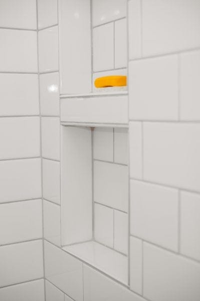 close up of shower tile