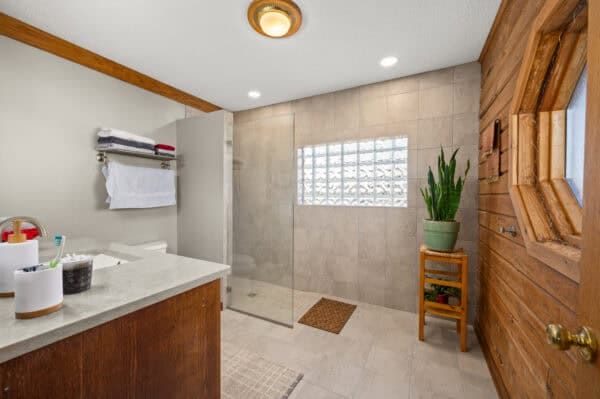walk in shower with glass door