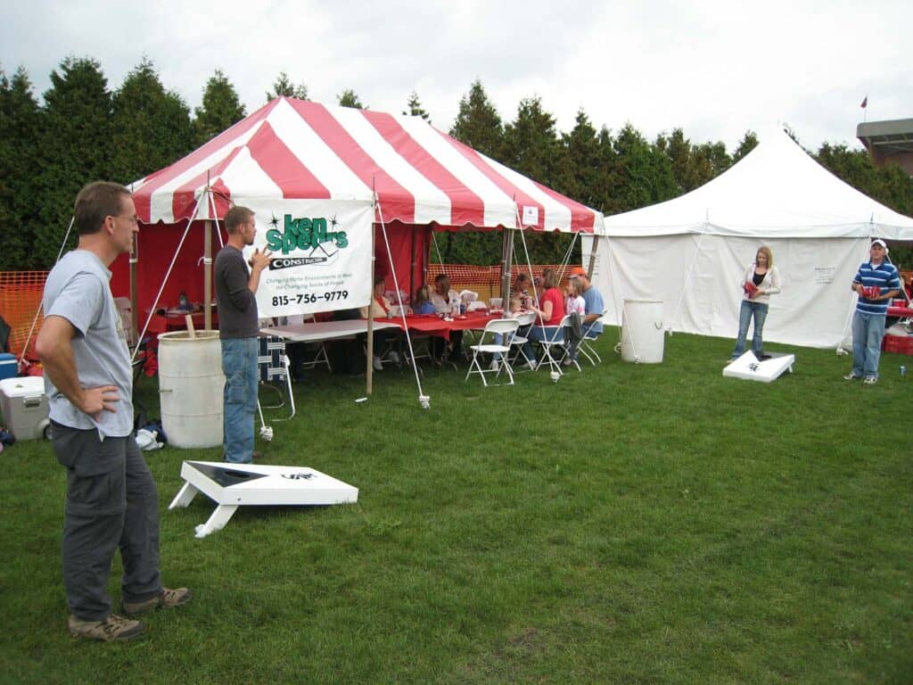Team Outing Playing Cornhole