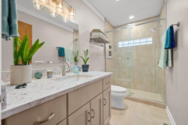 closeup of bathroom remodel