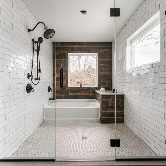A shower with accessible features
