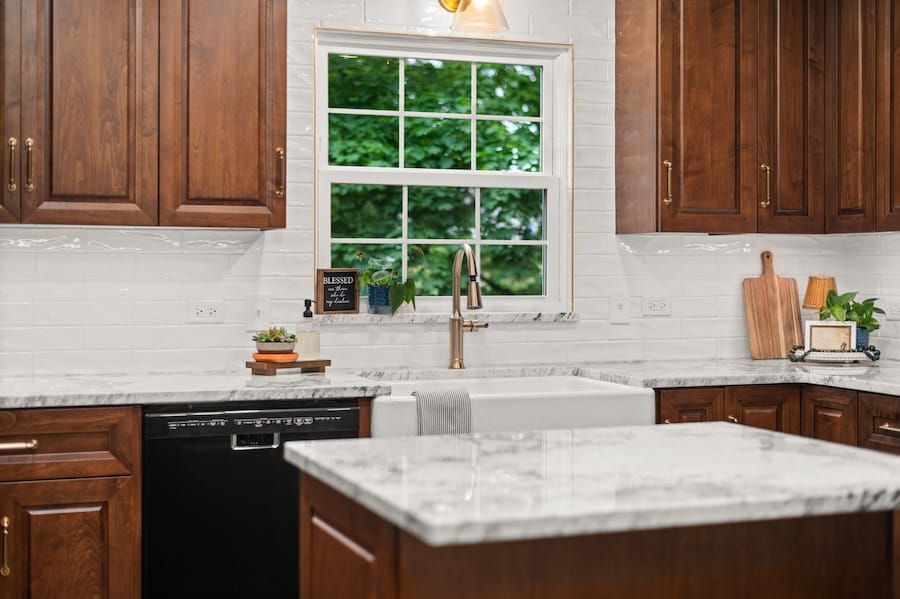 Kitchen sink and granite tops